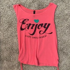 Enjoy Muscle Tee with Lace Up Sides